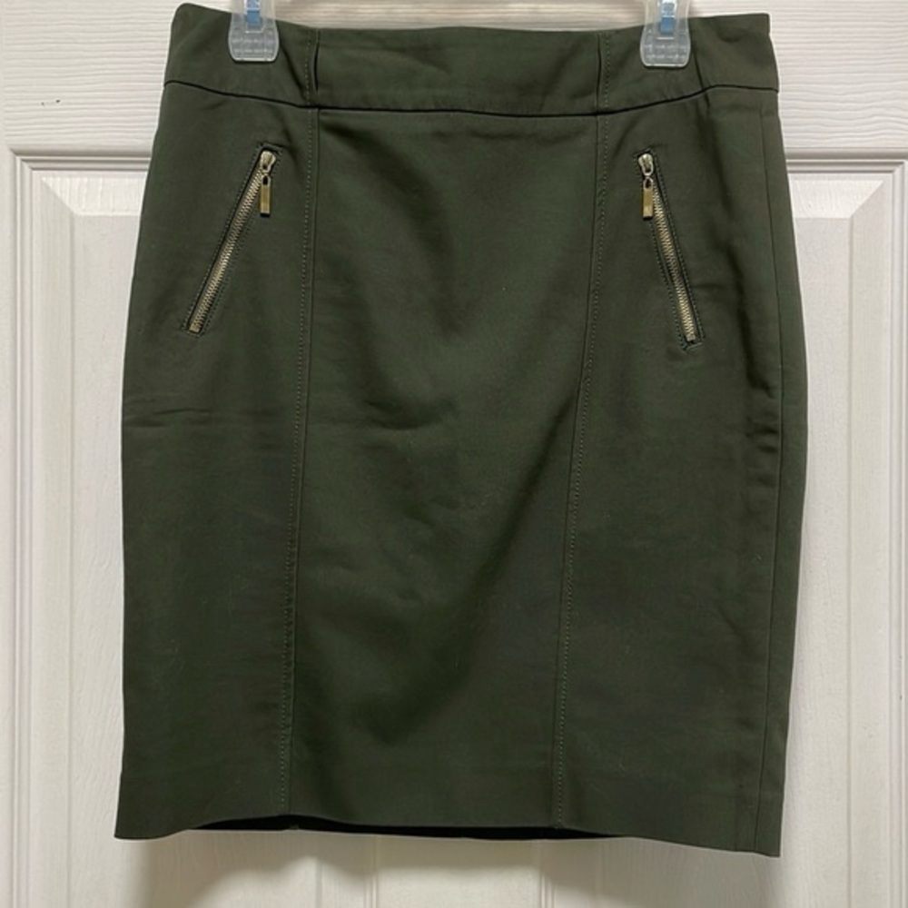 RW & CO Forest Green Pencil Above the Knee Stretch Lining Skirt Size 6
